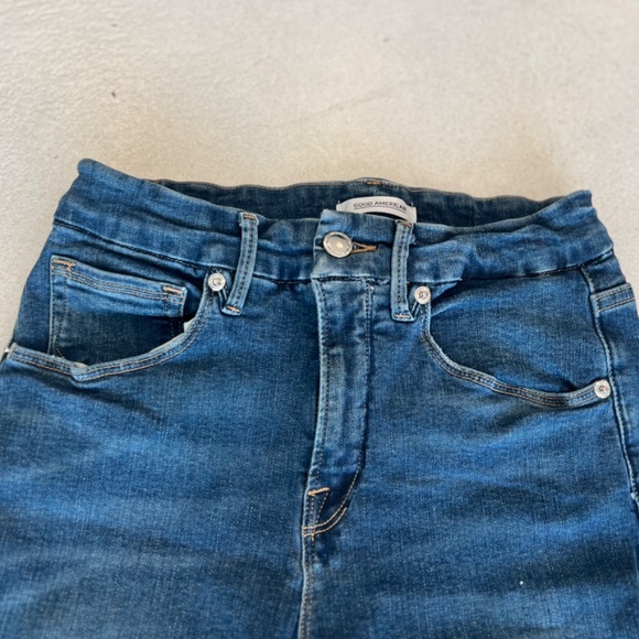 sz 27 High Waisted Good American Distressed Skinny Leg Super Stretch Denim Jeans - Picture 4 of 8